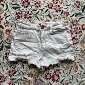 SO Women's White Frayed Jean Shorts